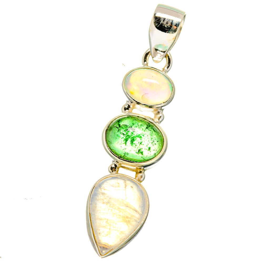Rainbow Moonstone Pendants handcrafted by Anasilvercos - PD15111