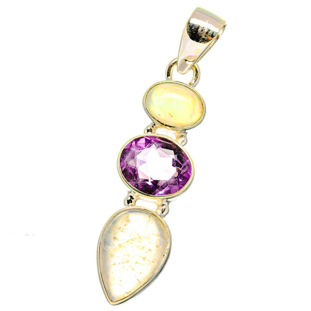 Rainbow Moonstone Pendants handcrafted by Anasilvercos - PD15112