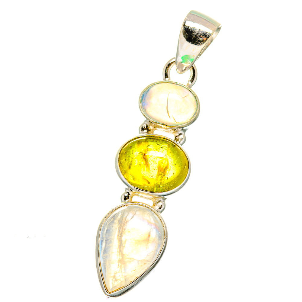 Rainbow Moonstone Pendants handcrafted by Anasilvercos - PD15113