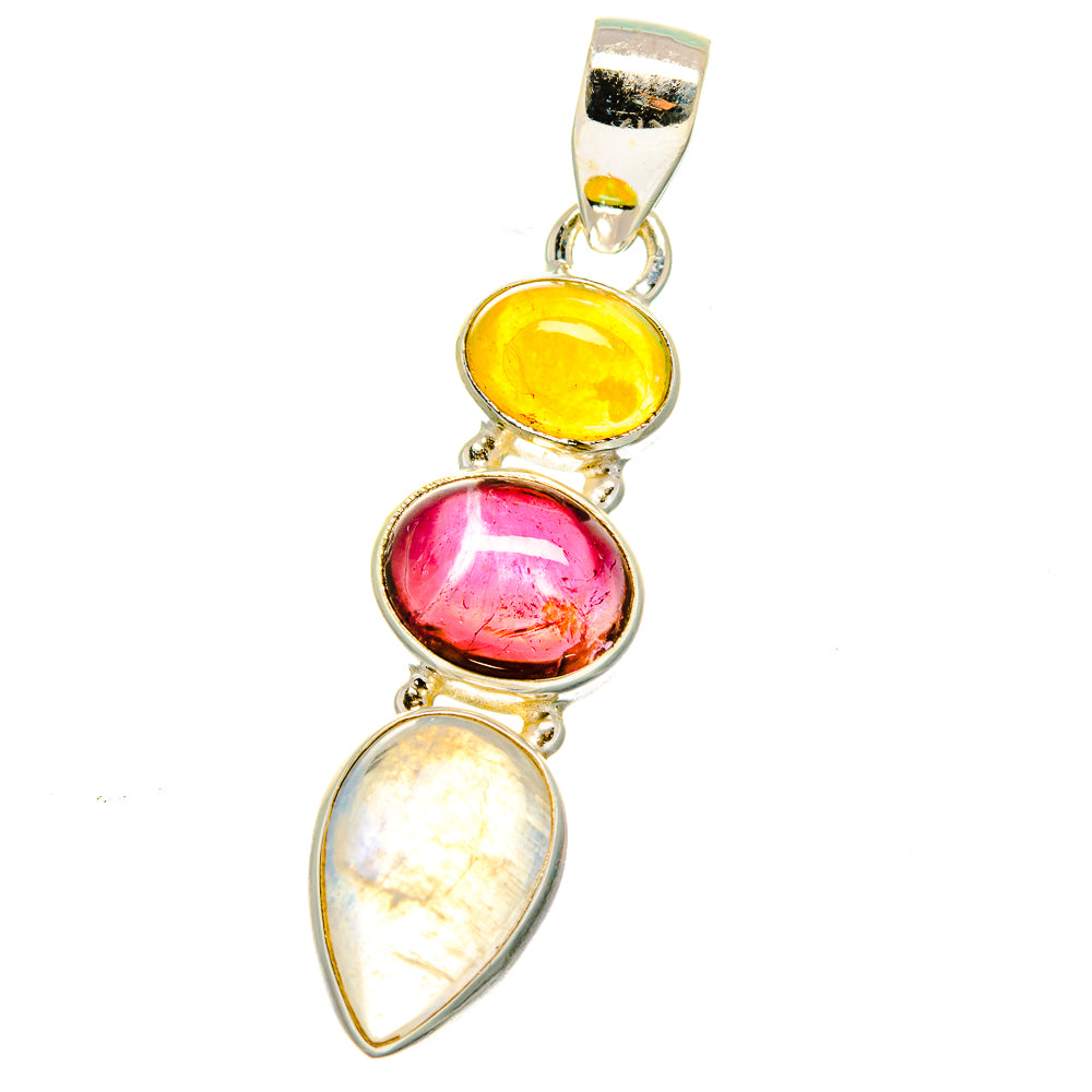 Rainbow Moonstone Pendants handcrafted by Anasilvercos - PD15118