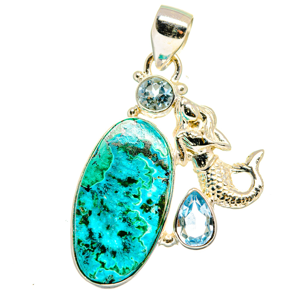 Chrysocolla In Malachite Pendants handcrafted by Anasilvercos - PD15141