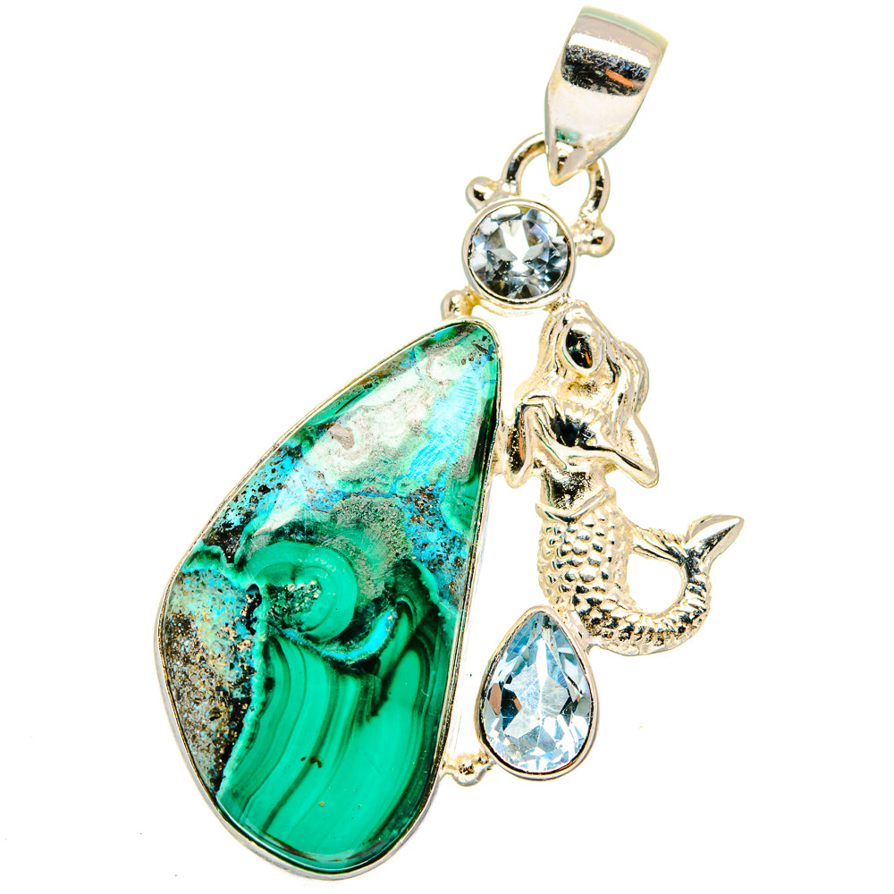 Malachite In Chrysocolla Pendants handcrafted by Anasilvercos - PD15288