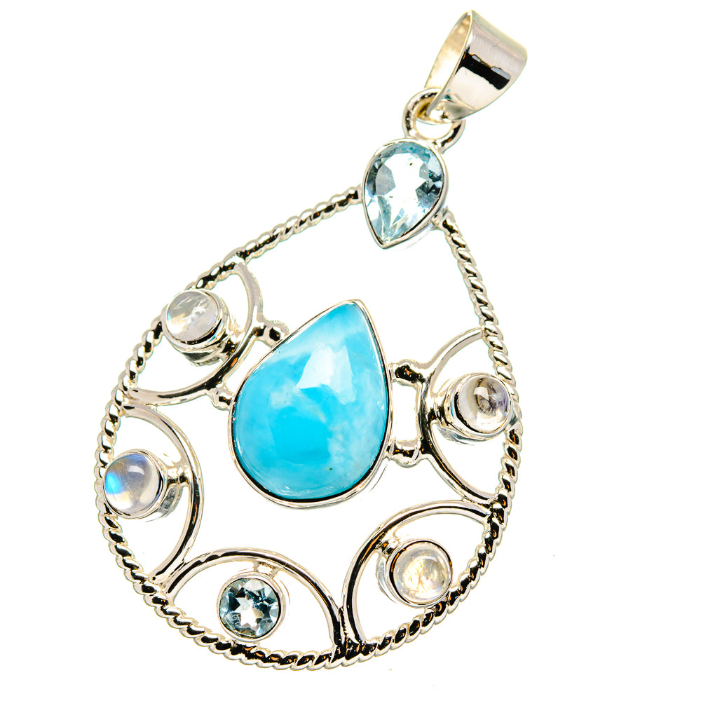 Larimar, Blue Topaz Pendants handcrafted by Anasilvercos - PD15342