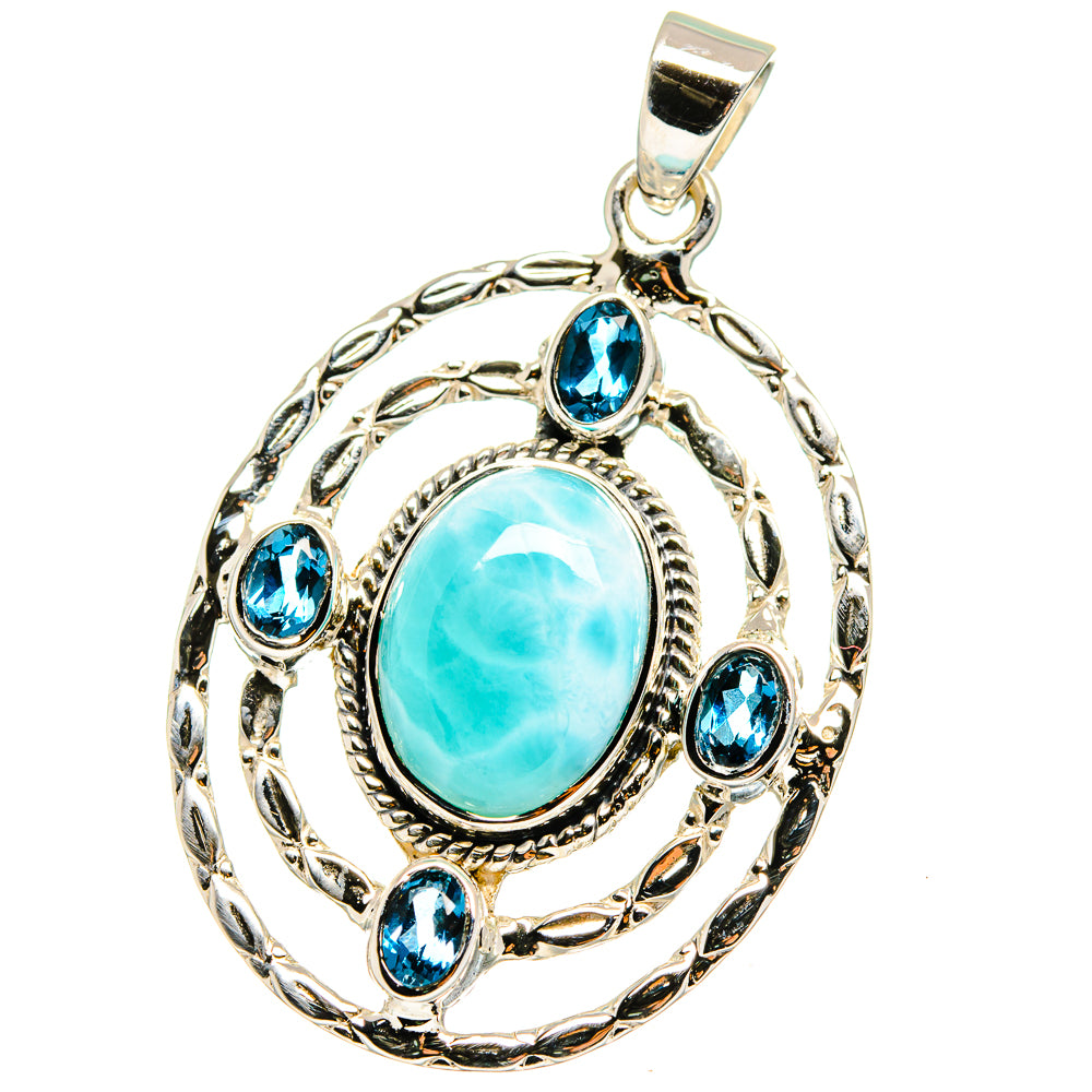 Larimar, Blue Topaz Pendants handcrafted by Anasilvercos - PD15352