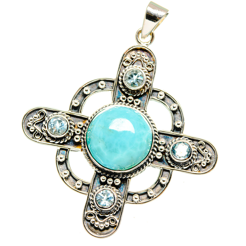 Larimar, Blue Topaz Pendants handcrafted by Anasilvercos - PD15354