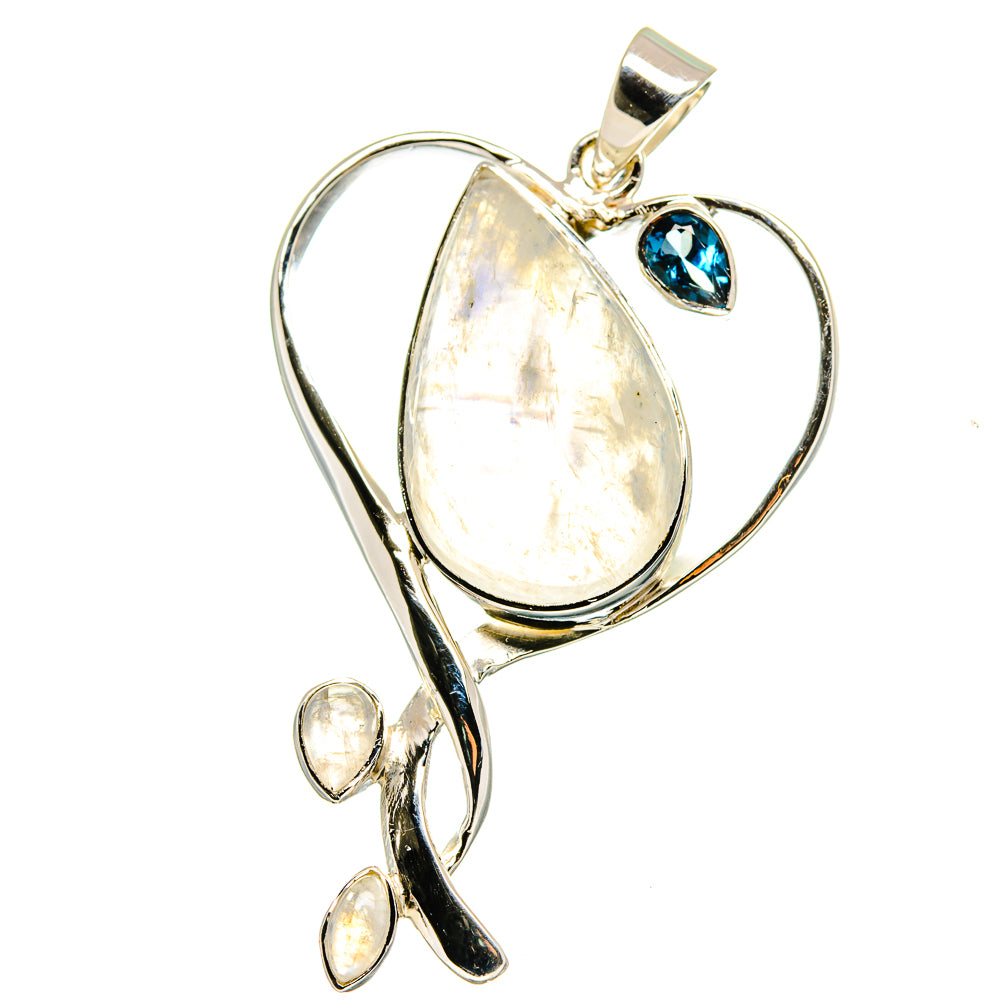 Rainbow Moonstone, Blue Quartz Pendants handcrafted by Anasilvercos - PD15370