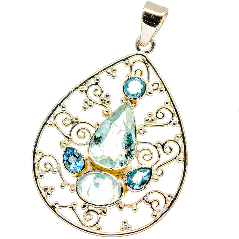 Blue Topaz, Aquamarine Pendants handcrafted by Anasilvercos - PD15382