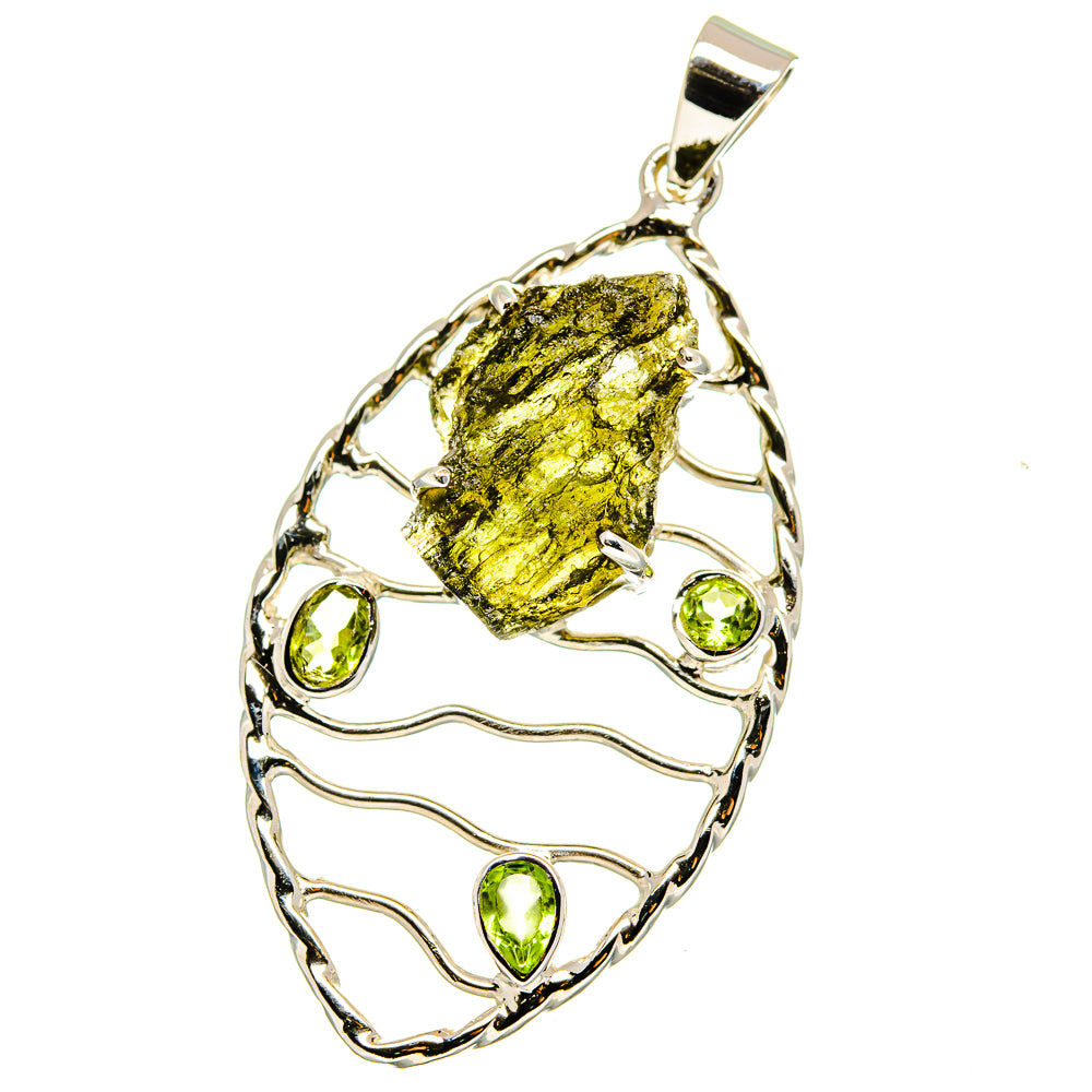 Czech Moldavite, Peridot Pendants handcrafted by Anasilvercos - PD15387