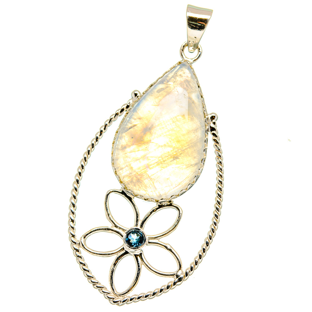 Rainbow Moonstone, Tanzanite Pendants handcrafted by Anasilvercos - PD15390