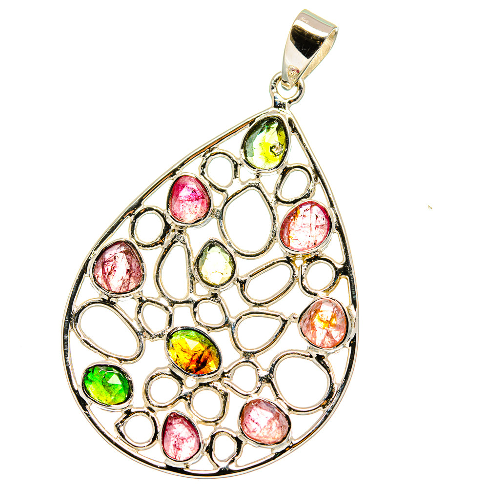 Pink Tourmaline, Green Tourmaline Pendants handcrafted by Anasilvercos - PD15391