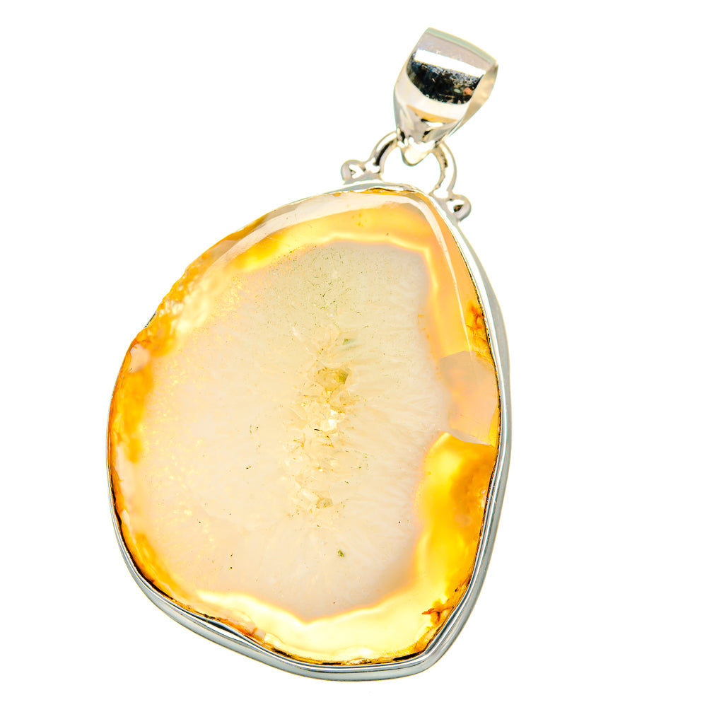 Yellow Geode Slice Pendants handcrafted by Anasilvercos - PD15403 - Photo 2