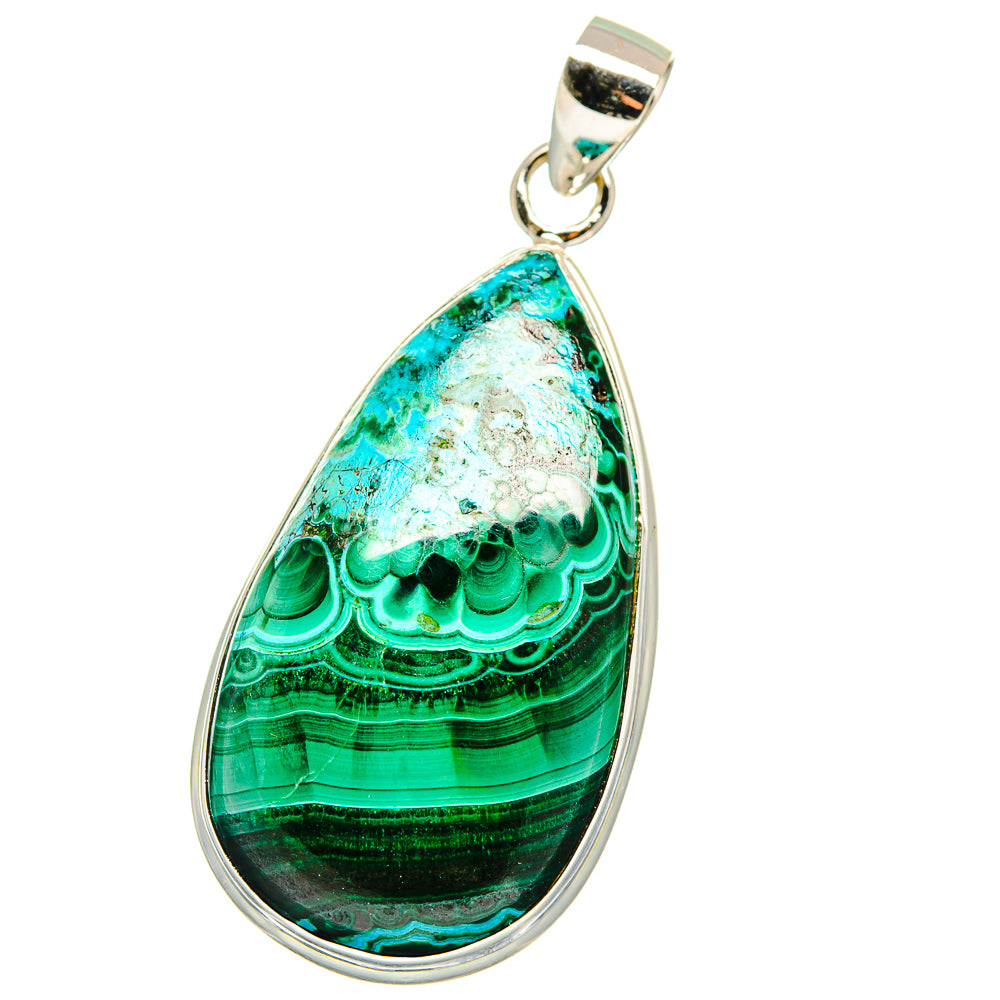 Malachite In Chrysocolla Pendants handcrafted by Anasilvercos - PD15536