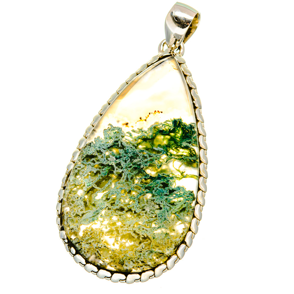 Green Moss Agate Pendants handcrafted by Anasilvercos - PD15551