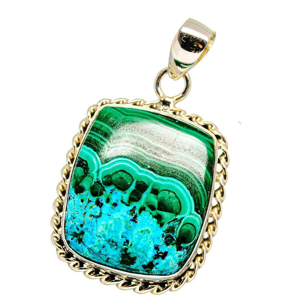 Malachite In Chrysocolla Pendants handcrafted by Anasilvercos - PD15669