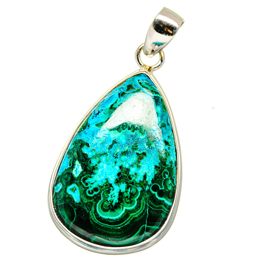 Malachite In Chrysocolla Pendants handcrafted by Anasilvercos - PD15670