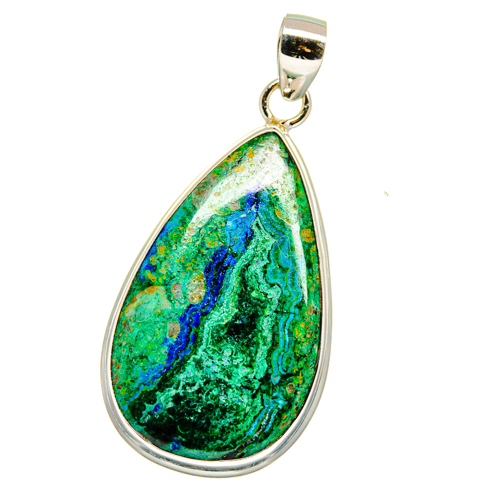 Malachite In Chrysocolla Pendants handcrafted by Anasilvercos - PD15672