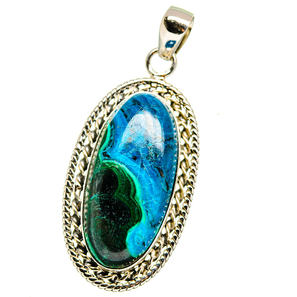 Malachite In Chrysocolla Pendants handcrafted by Anasilvercos - PD15676