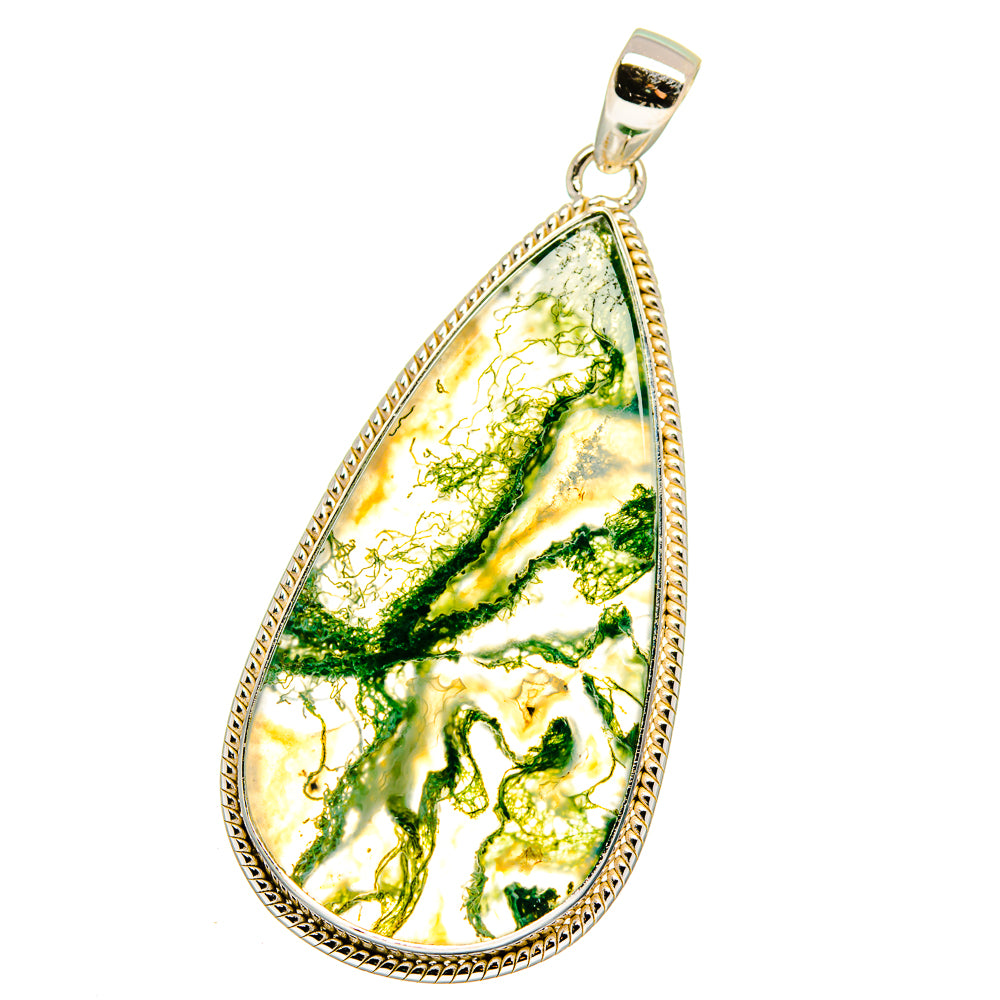 Green Moss Agate Pendants handcrafted by Anasilvercos - PD15691