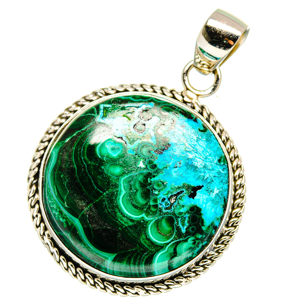 Malachite In Chrysocolla Pendants handcrafted by Anasilvercos - PD15909