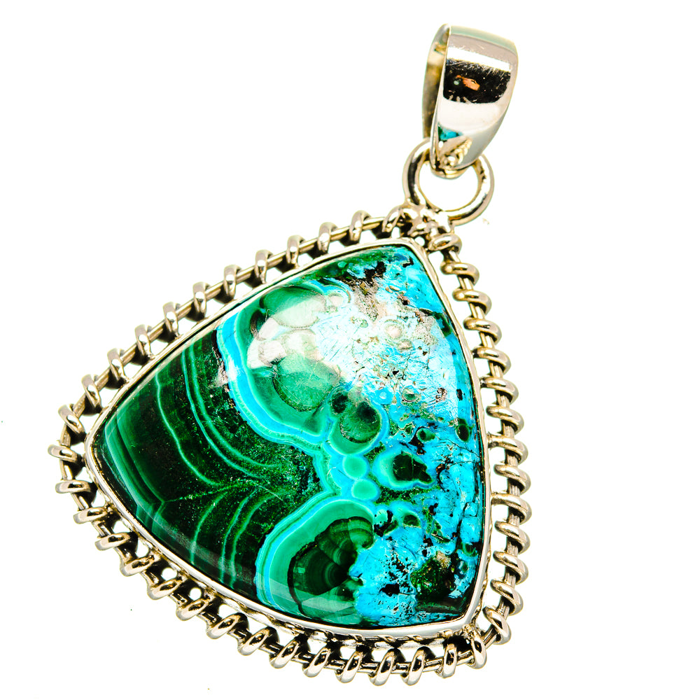 Malachite In Chrysocolla Pendants handcrafted by Anasilvercos - PD15910