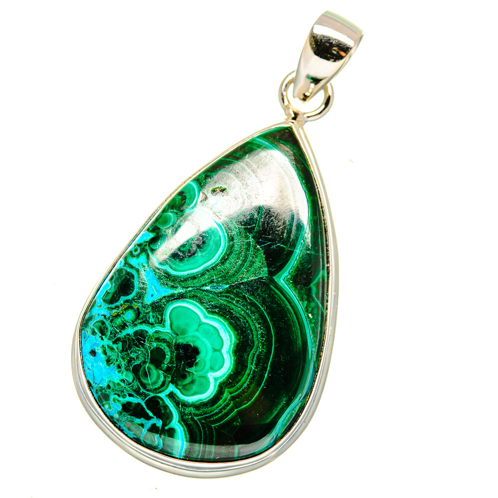 Malachite In Chrysocolla Pendants handcrafted by Anasilvercos - PD15911