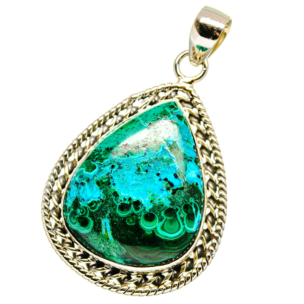 Malachite In Chrysocolla Pendants handcrafted by Anasilvercos - PD15921