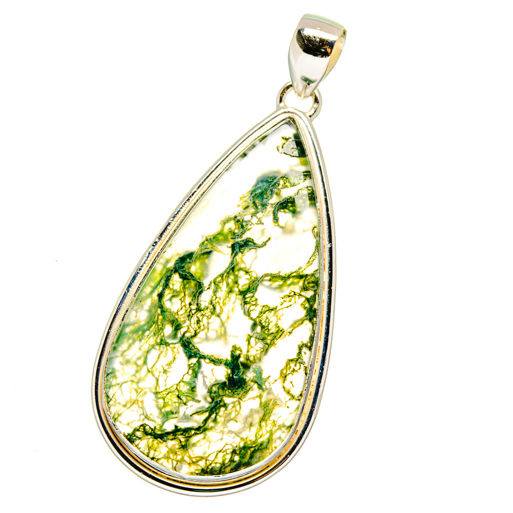 Green Moss Agate Pendants handcrafted by Anasilvercos - PD15924