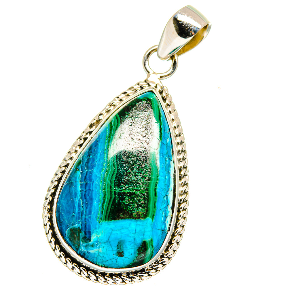 Malachite In Chrysocolla Pendants handcrafted by Anasilvercos - PD15926