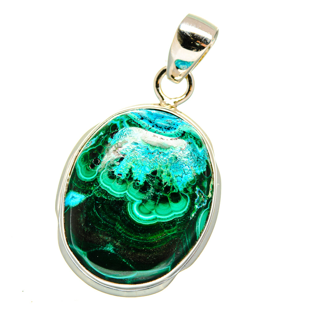 Malachite In Chrysocolla Pendants handcrafted by Anasilvercos - PD15977