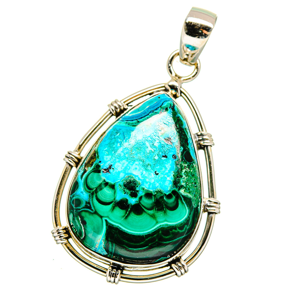 Malachite In Chrysocolla Pendants handcrafted by Anasilvercos - PD15983