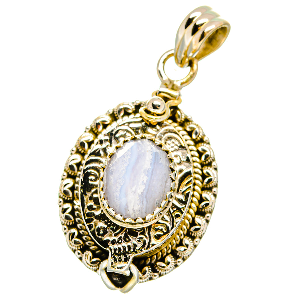 Blue Lace Agate Pendants handcrafted by Anasilvercos - PD16011
