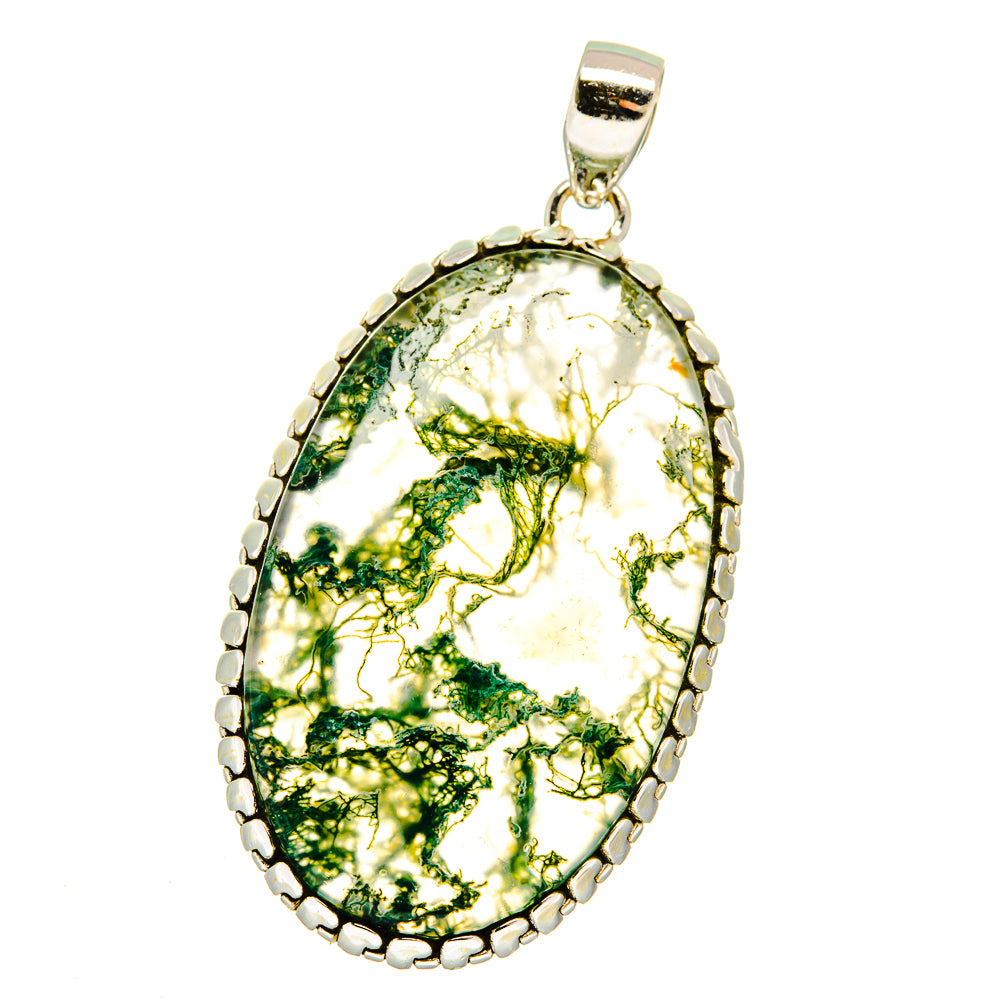 Green Moss Agate Pendants handcrafted by Anasilvercos - PD16096
