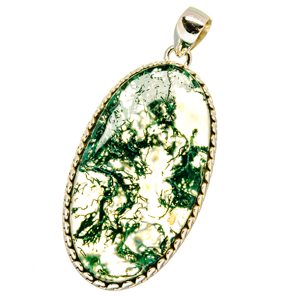 Green Moss Agate Pendants handcrafted by Anasilvercos - PD16097