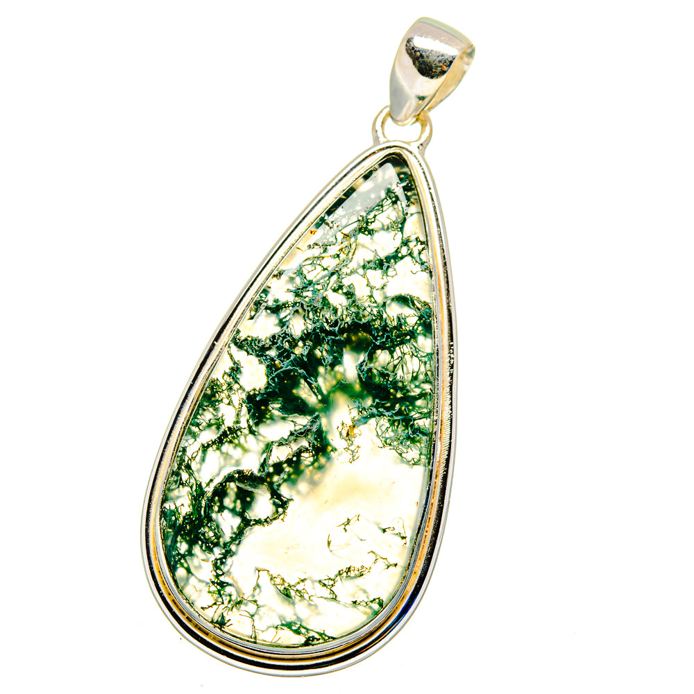 Green Moss Agate Pendants handcrafted by Anasilvercos - PD16199