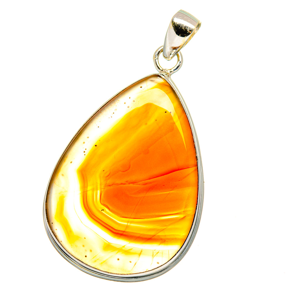 Orange Botswana Agate Pendants handcrafted by Anasilvercos - PD16237