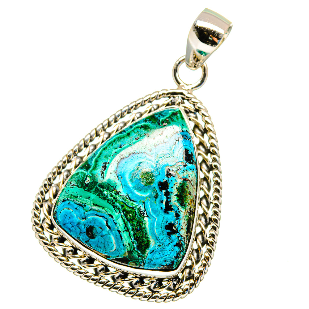 Malachite In Chrysocolla Pendants handcrafted by Anasilvercos - PD16285