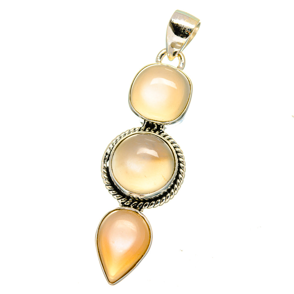 Peach Moonstone Pendants handcrafted by Anasilvercos - PD16315