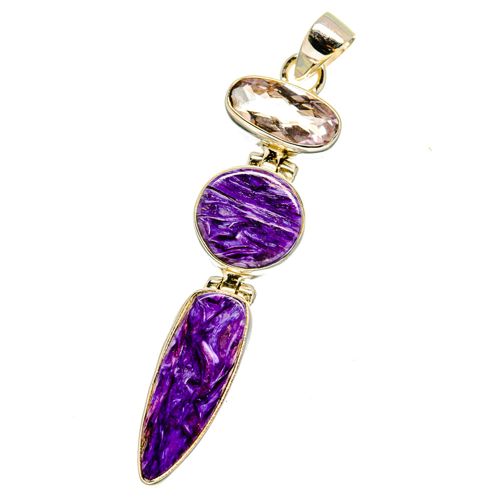 Charoite, Kunzite Pendants handcrafted by Anasilvercos - PD16401