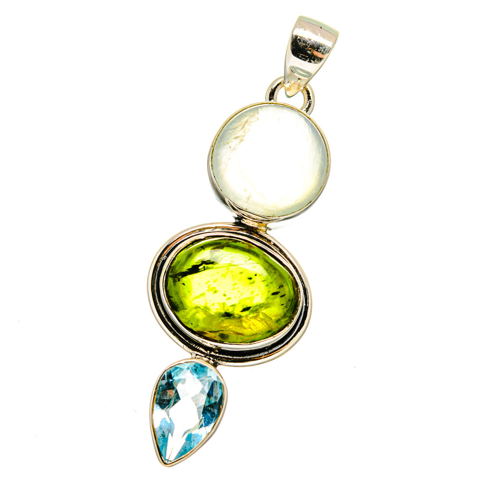 Peridot, Aqua Chalcedony, Blue Topaz Pendants handcrafted by Anasilvercos - PD16403