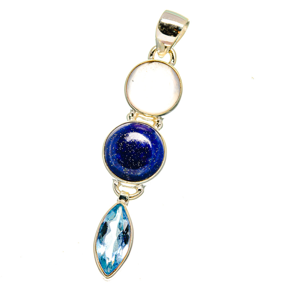 Lapis Lazuli, Blue Topaz, Rainbow Moonstone Pendants handcrafted by Anasilvercos - PD16439