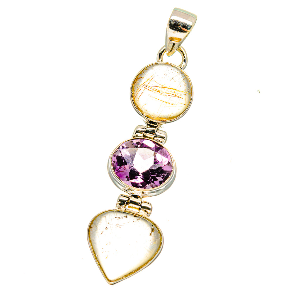 Rutilated Quartz, Amethyst Pendants handcrafted by Anasilvercos - PD16441