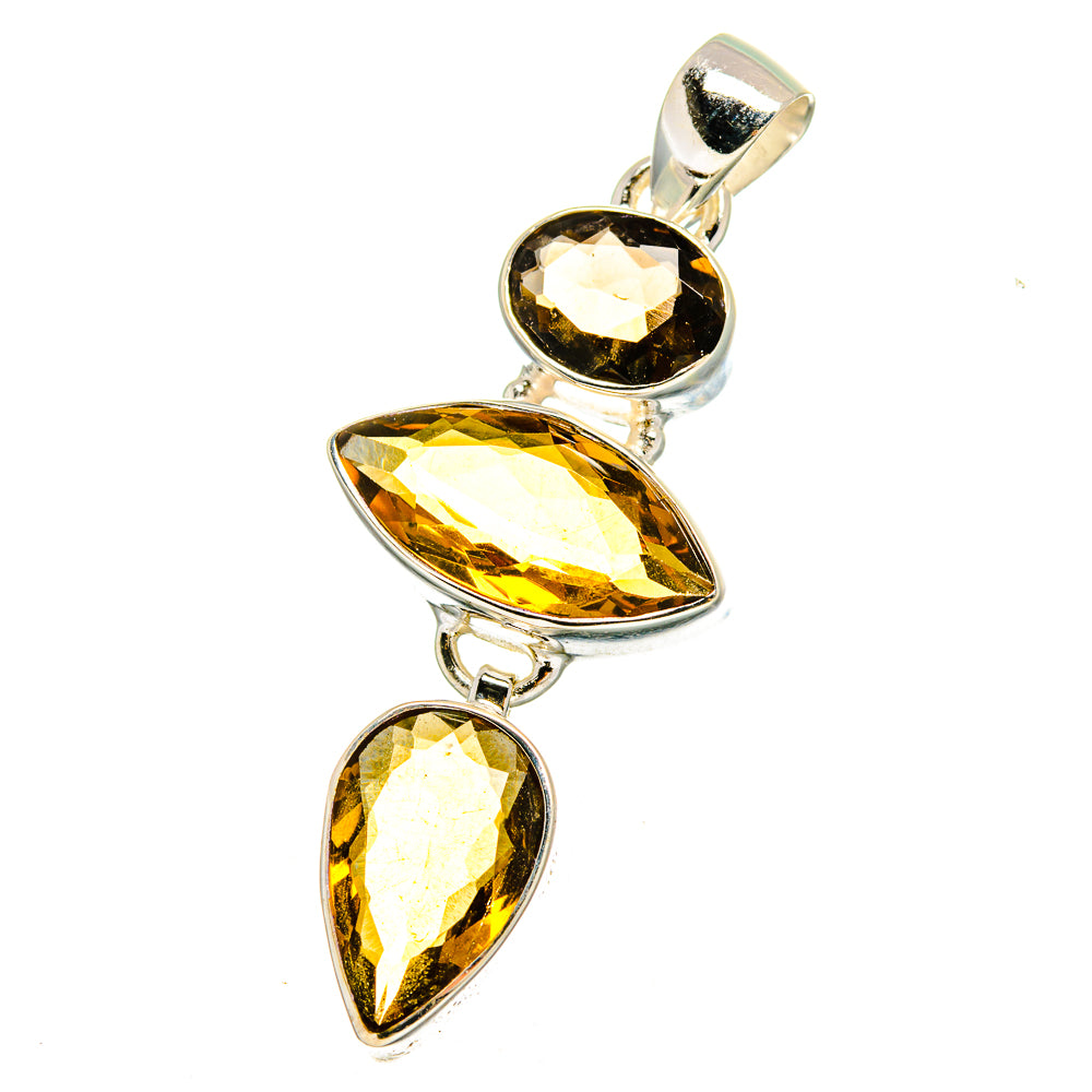 Mandarin Citrine, Smoky Quartz Pendants handcrafted by Anasilvercos - PD16442