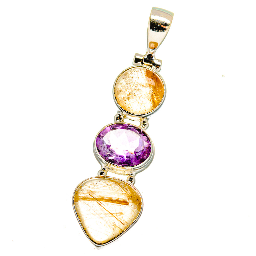 Rutilated Quartz, Amethyst Pendants handcrafted by Anasilvercos - PD16450