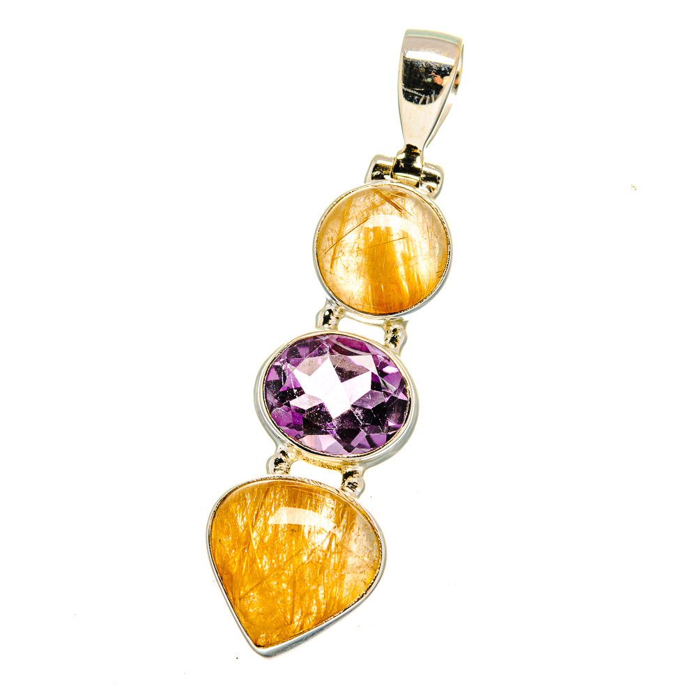 Rutilated Quartz Pendants handcrafted by Anasilvercos - PD16571