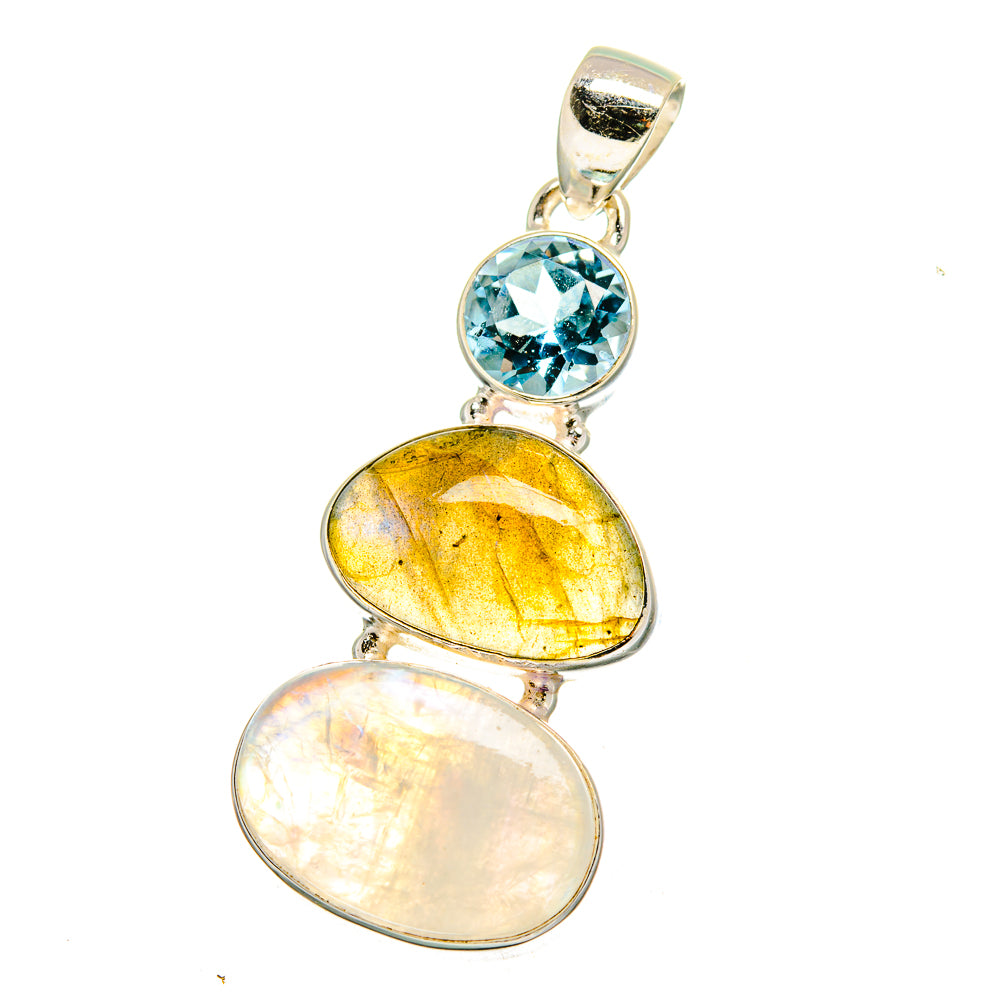 Rainbow Moonstone Pendants handcrafted by Anasilvercos - PD16572