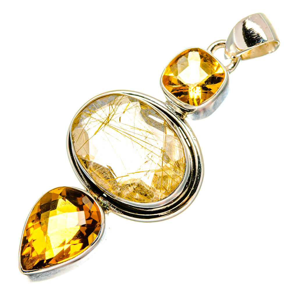 Rutilated Quartz Pendants handcrafted by Anasilvercos - PD16629