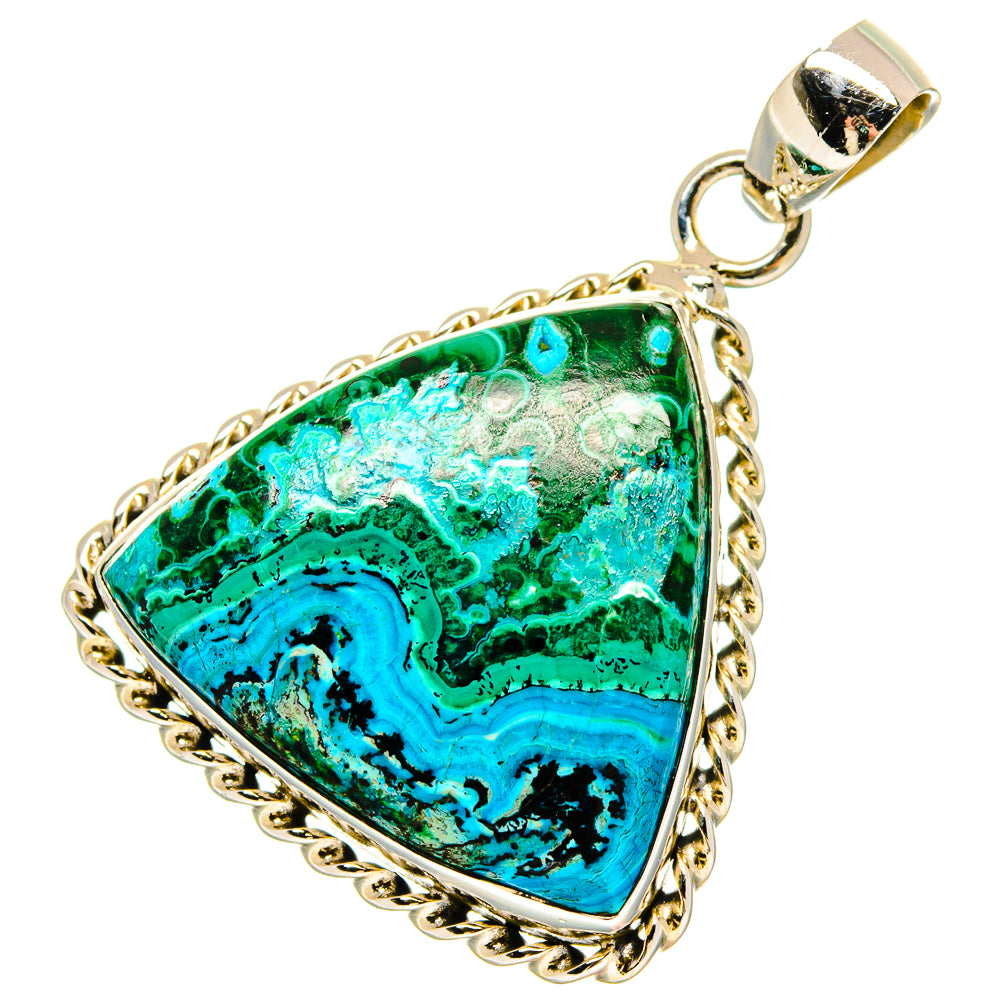 Malachite In Chrysocolla Pendants handcrafted by Anasilvercos - PD16640