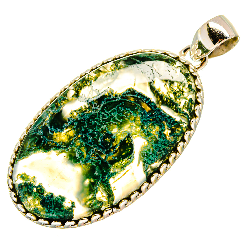 Green Moss Agate Pendants handcrafted by Anasilvercos - PD16663