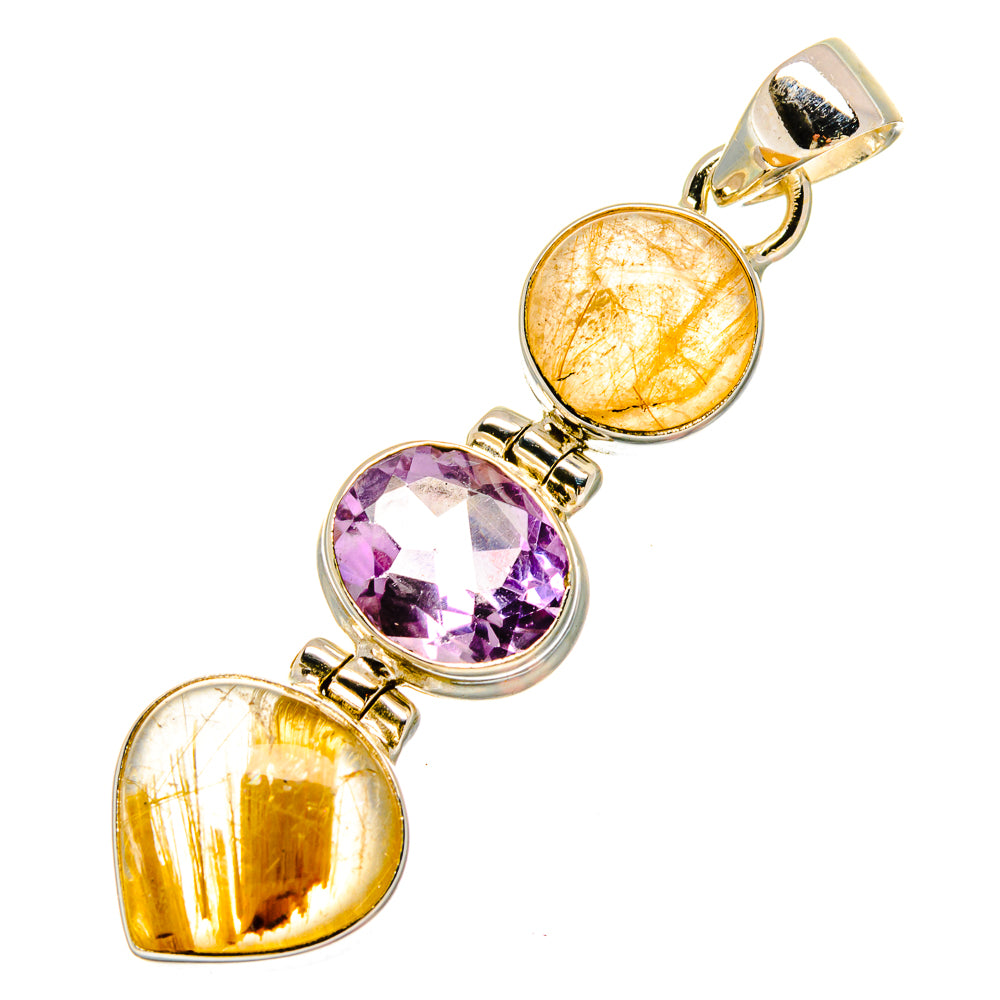 Rutilated Quartz Pendants handcrafted by Anasilvercos - PD16737