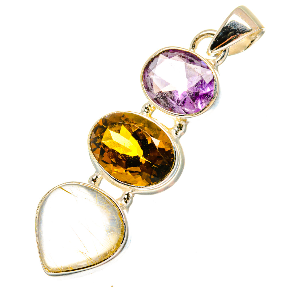 Rutilated Quartz Pendants handcrafted by Anasilvercos - PD16746